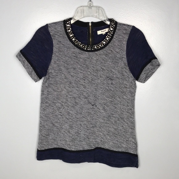 Madewell Tops - Madewell | Knit Short Sleeve Sweater Top Gray Blue